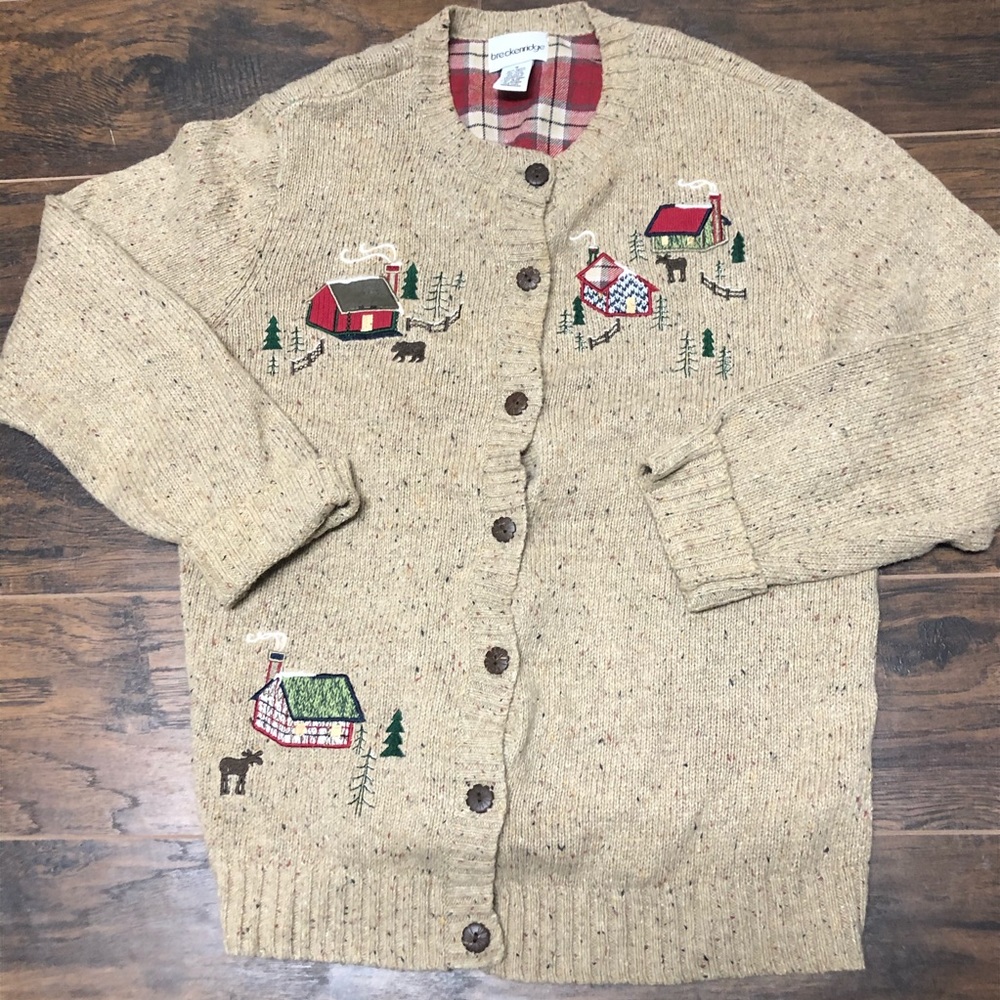 Breckenridge Christmas Wool Blend Cardigan Medium